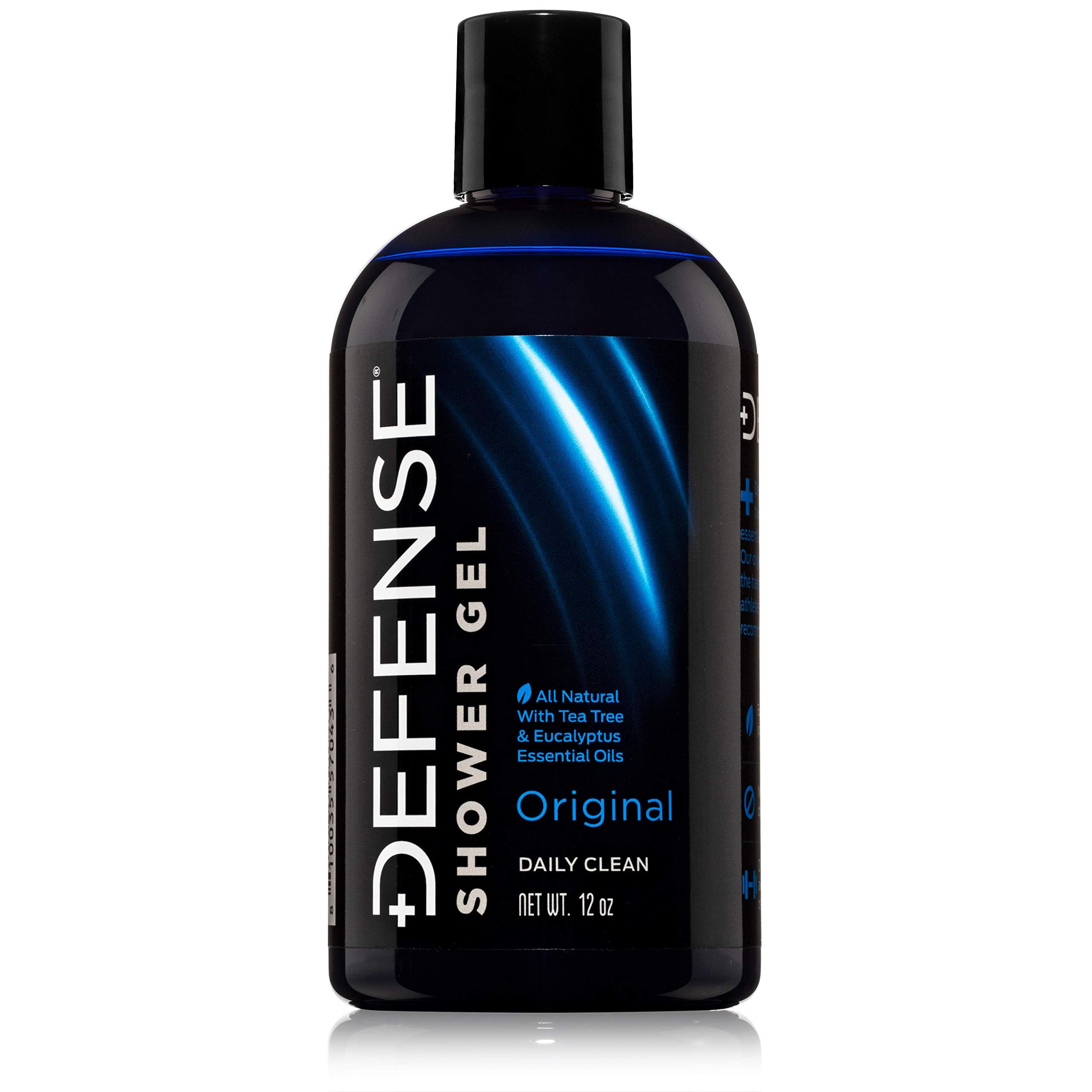 Defense Soap Tea Tree Body Wash: vertido de la botella para iniciar la ducha, aroma fresco.