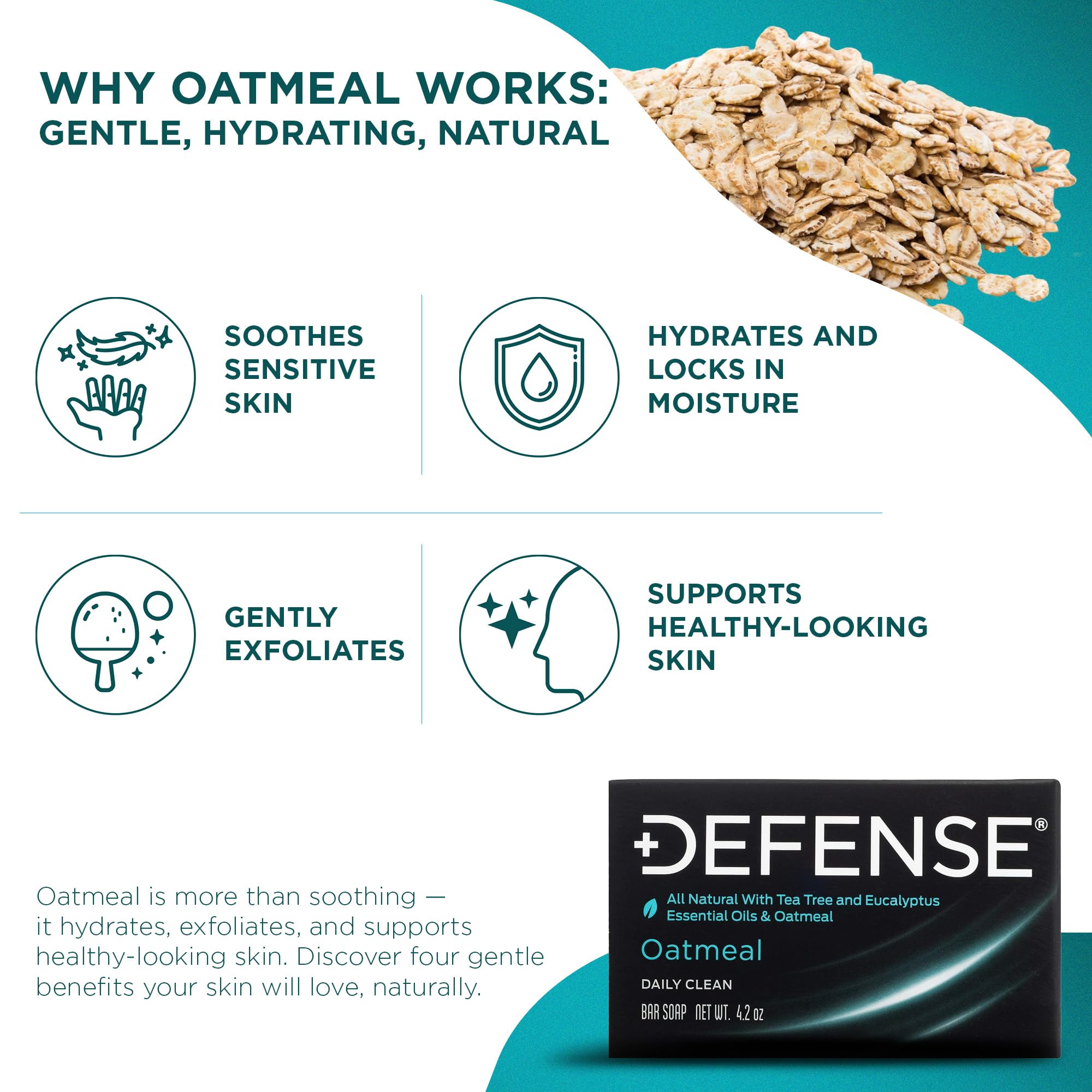 Defense Soap: aceites de árbol de té y eucalipto para limpiar irritantes de la piel.