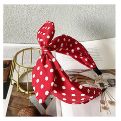 Deghew diadema lazo rojo lunares detalle-tejido, suave y elástica para comodidad diaria.