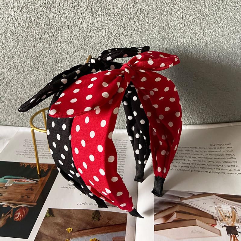 Deghew diadema lazo rojo lunares fiesta, perfecta para fiestas y bailes con confianza.