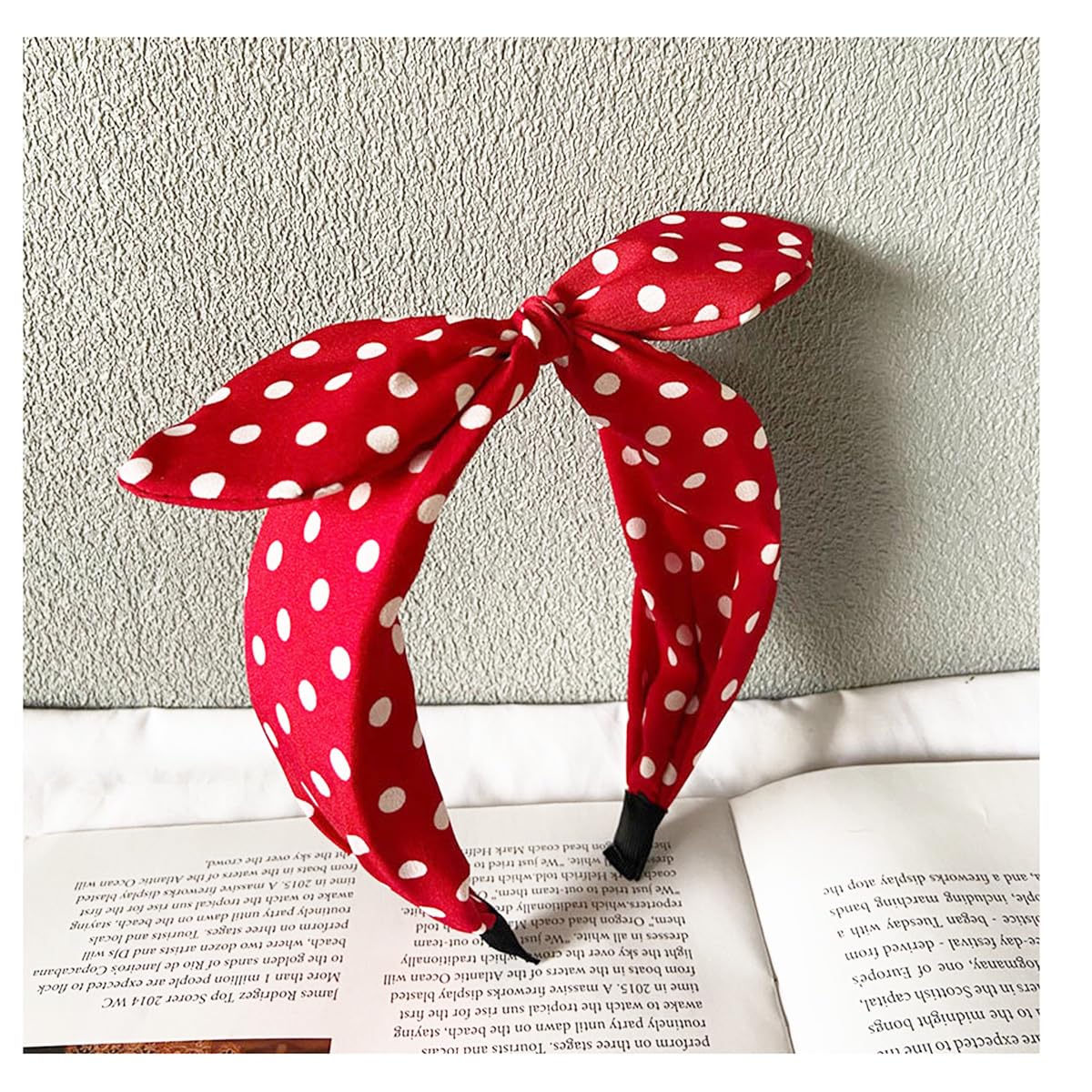 Deghew diadema lazo rojo lunares frente, perfecto para completar un estilo retro en fiestas.