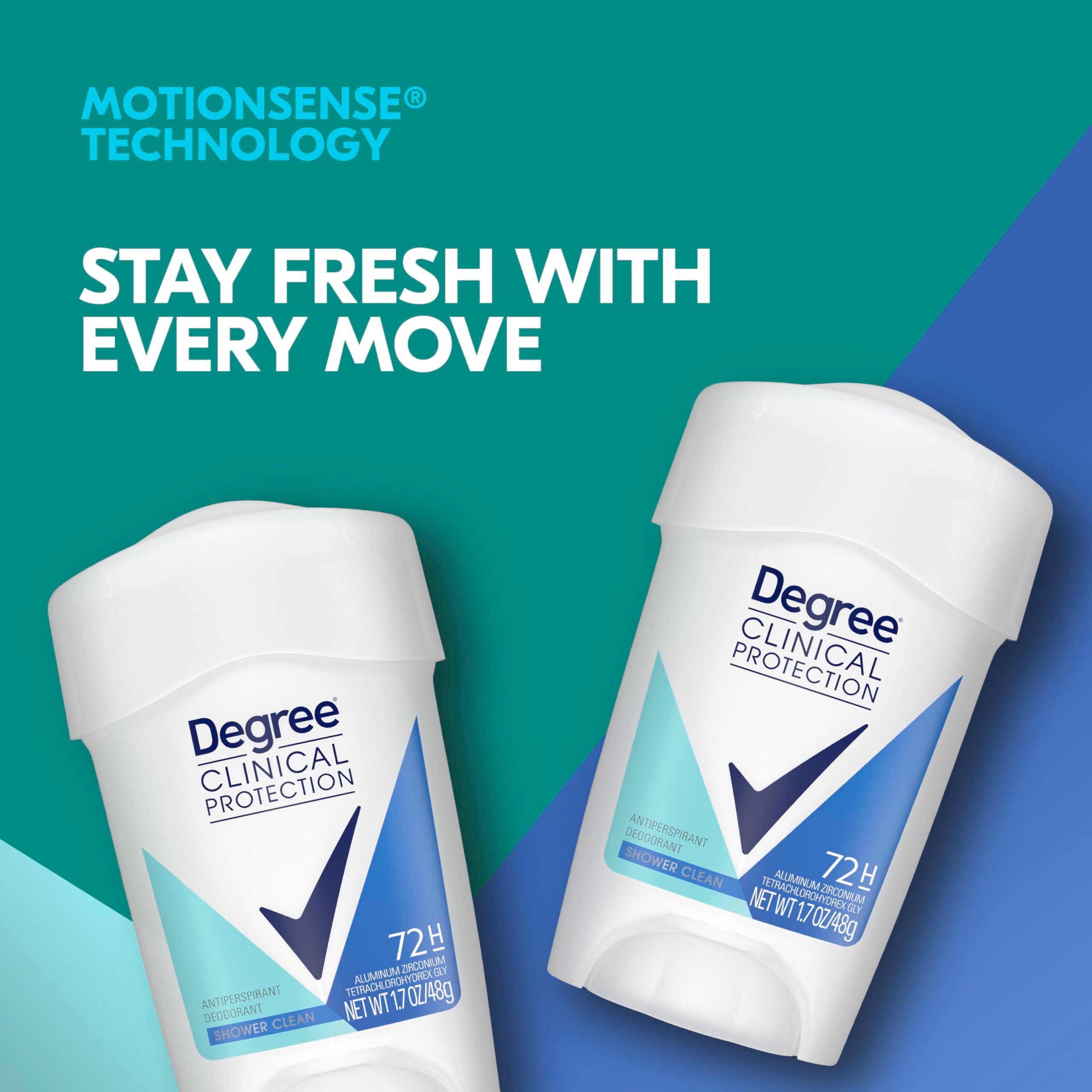 Degree 3-pack display showing value and extended protection for busy days.