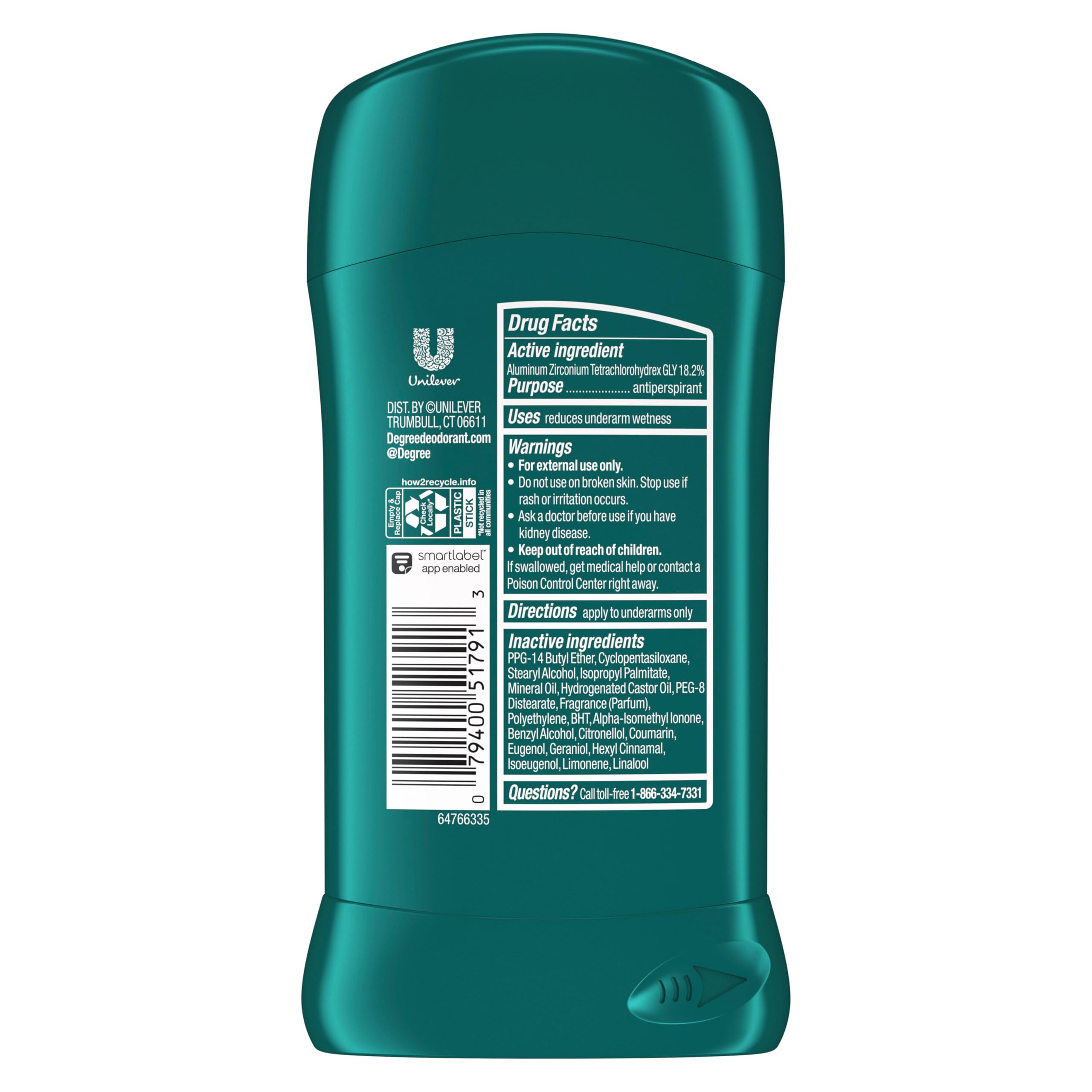 Aplicación fácil de Degree Ultra Fresh Cool Rush en barra para hombres.