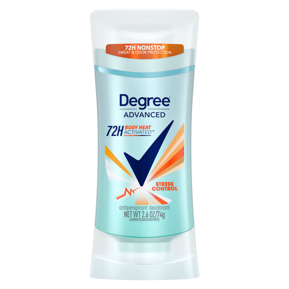 Desodorante Degree Stress Control en botella, protección duradera para el día