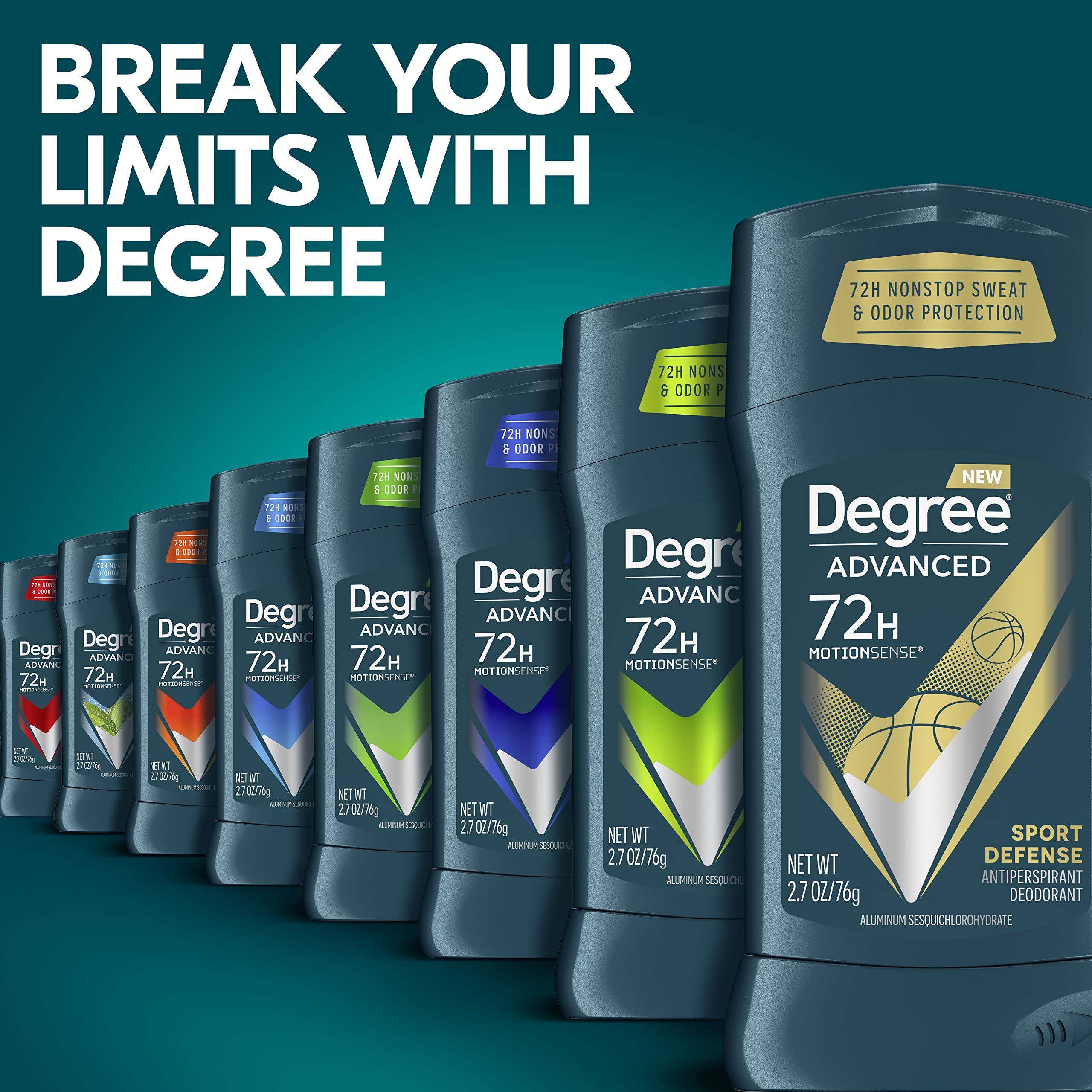 Degree Men Advanced Sport Defense fragancia rústica que mantiene sensación fresca todo el día
