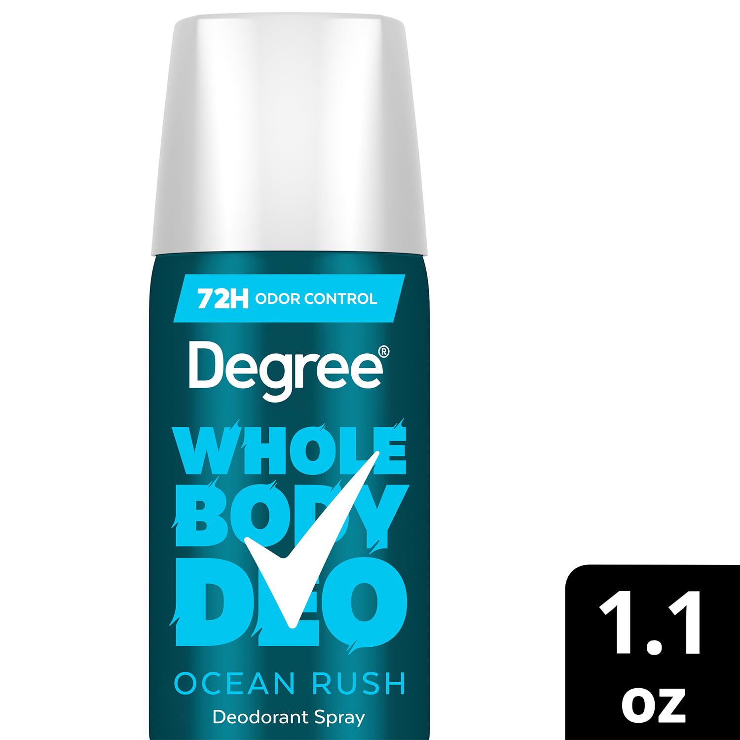 Tamaño viaje Degree Ocean Rush, práctico para llevar en bolso.