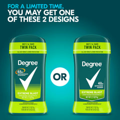 Degree Men Extreme Blast protección de 48 horas para días activos.