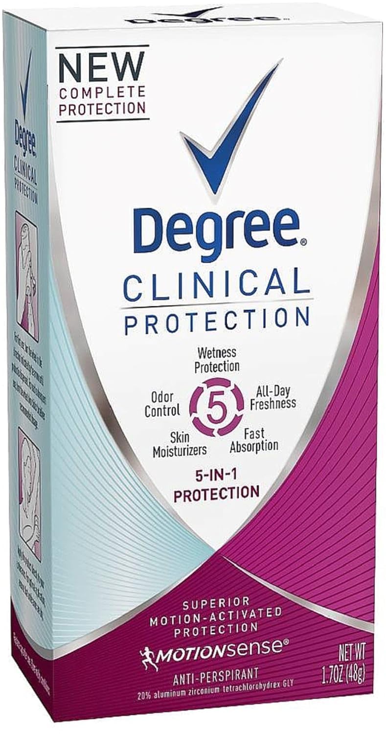 Desodorante Degree Protección Clínica 5en1 en botella, protección duradera contra sudor y olor.