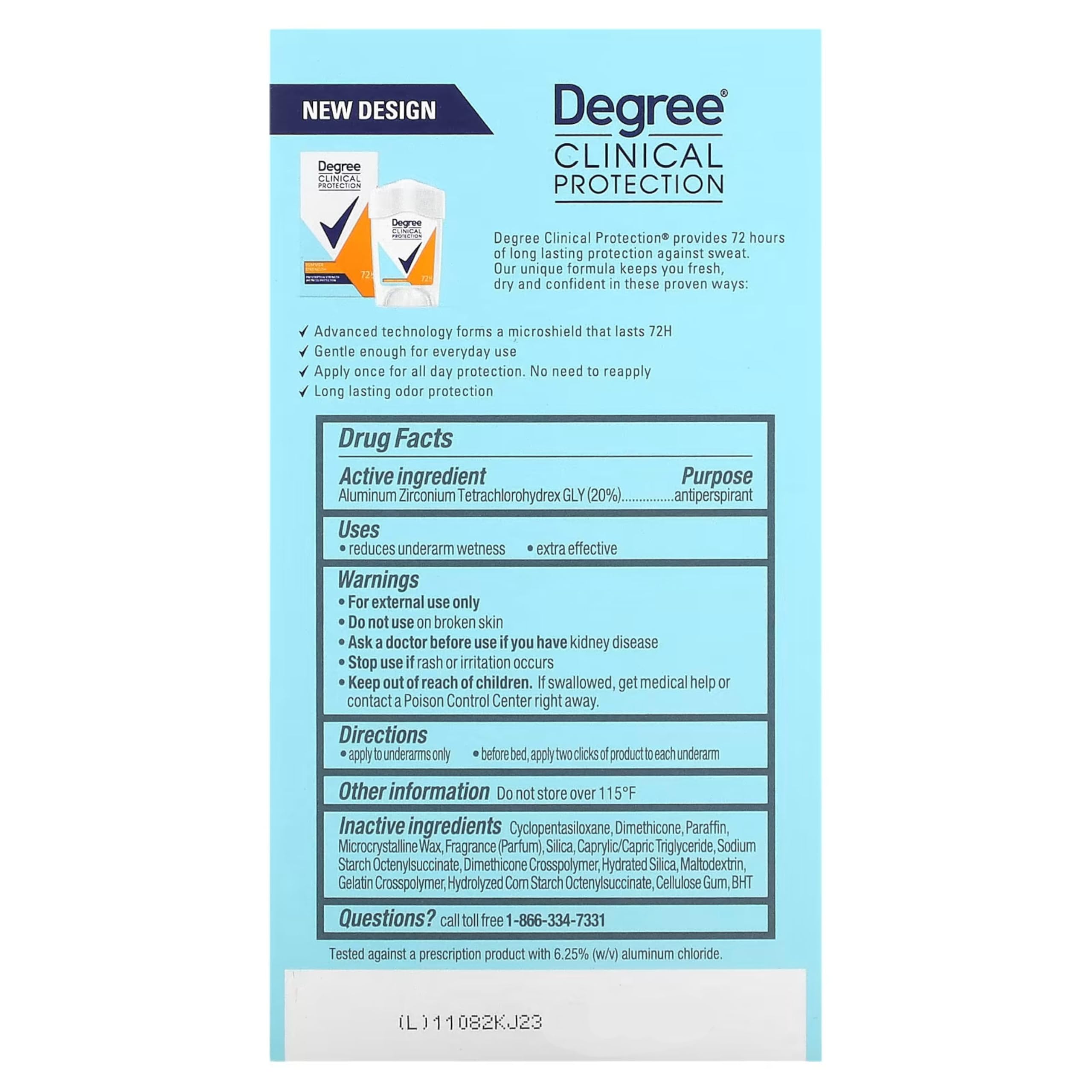 Degree Protección Clínica: uso diario para hombres y mujeres, protección anti-sudor y desodorante.