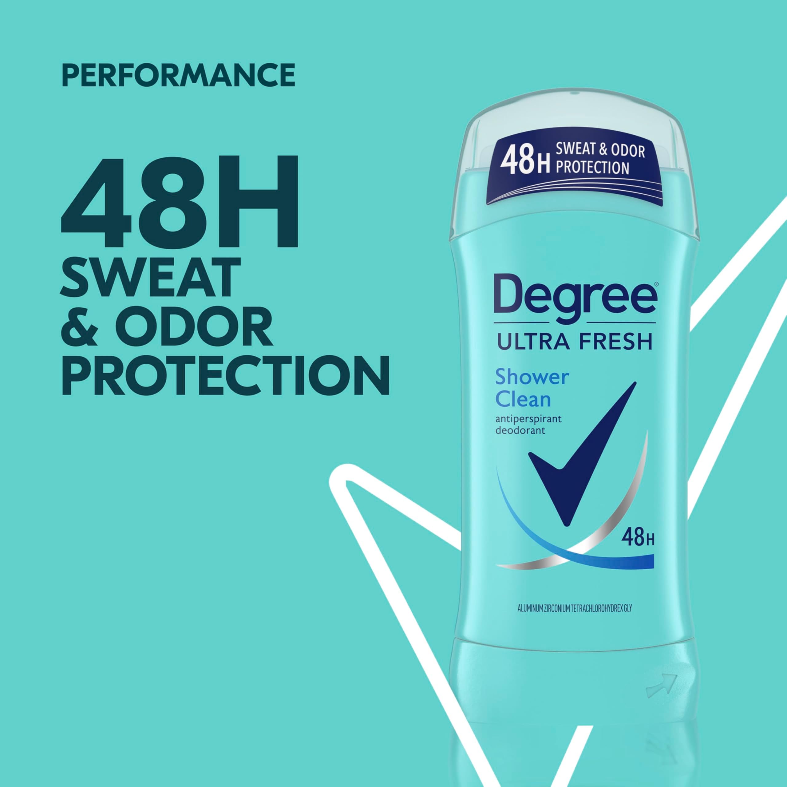 Degree Ultra Fresh fragancia rosas y jazmín para un aroma floral duradero.