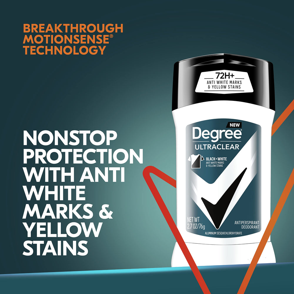 Diseño anti manchas de Degree Ultraclear para mantener las prendas limpias.