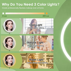 DEIOVWXS Espejo iluminado 10x para delineados precisos de cejas