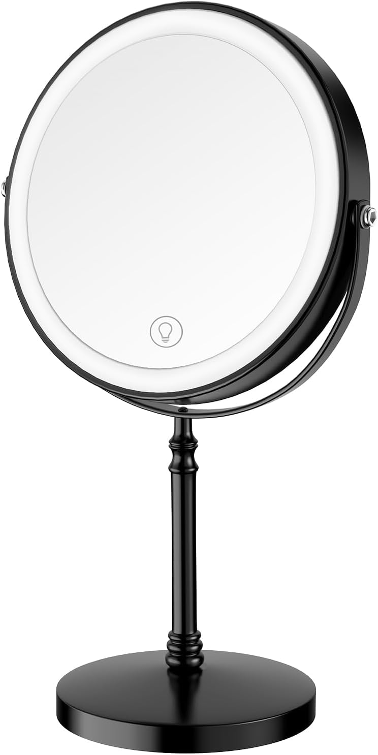 DEIOVWXS Espejo de maquillaje iluminado 1x para retoques diarios.