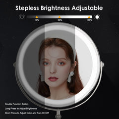 DEIOVWXS Espejo maquillaje iluminado 360°, ángulo perfecto para ver todo el rostro.