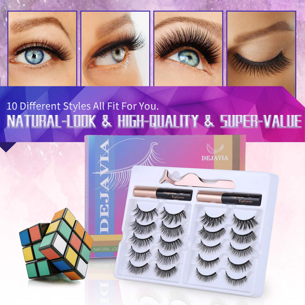 DEJAVIA pestañas magnéticas tridimensionales, aspecto natural para look diario.