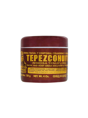 Del Indio Papago Tepezcohuite crema nocturna en envase jumbo para renovación suave.