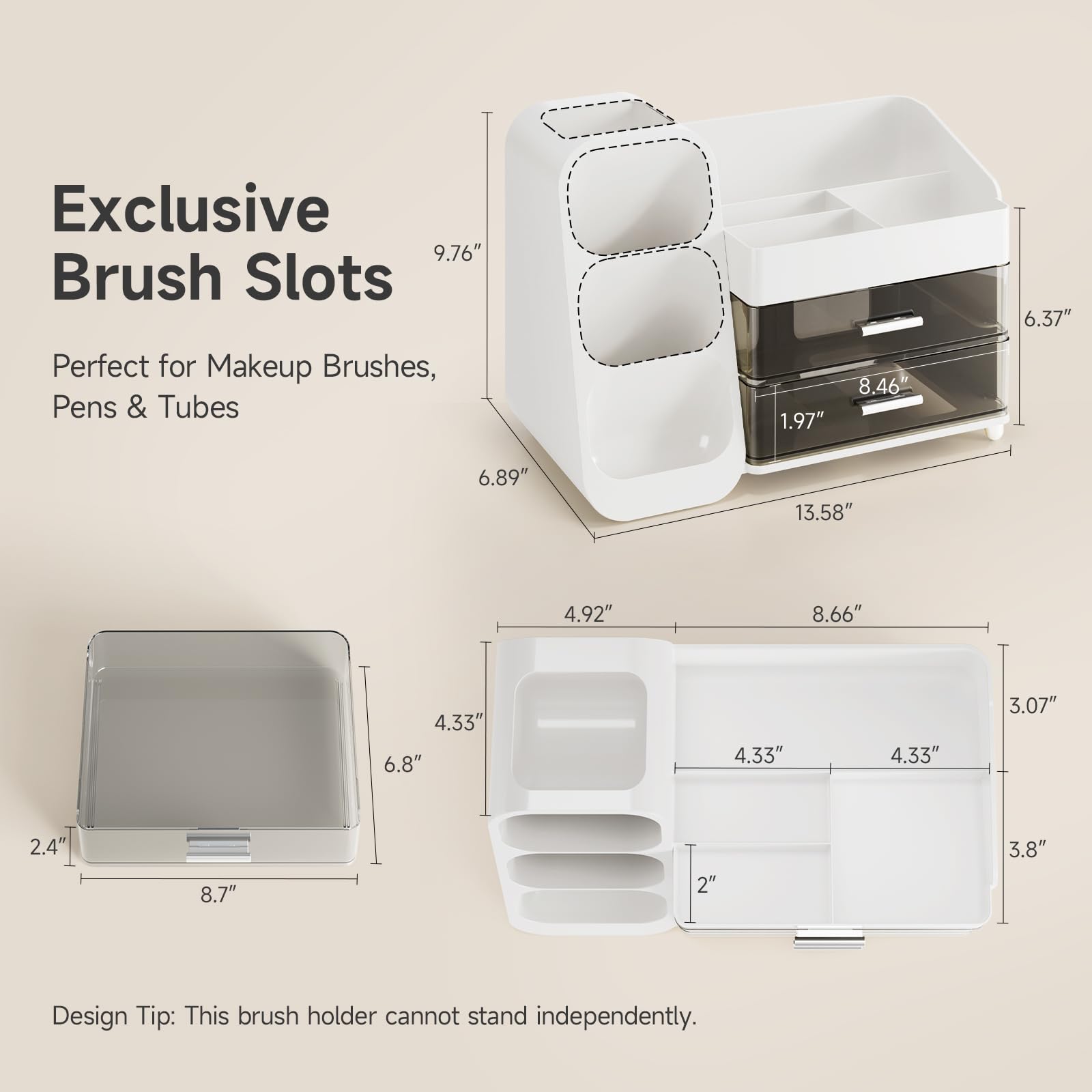 Delamu organizador maquillaje, cajones transparentes para localizar paletas de forma sencilla.