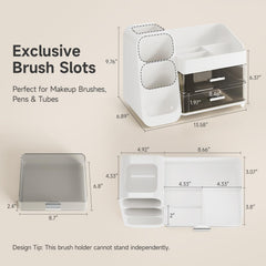Delamu organizador maquillaje, cajones transparentes para localizar paletas de forma sencilla.