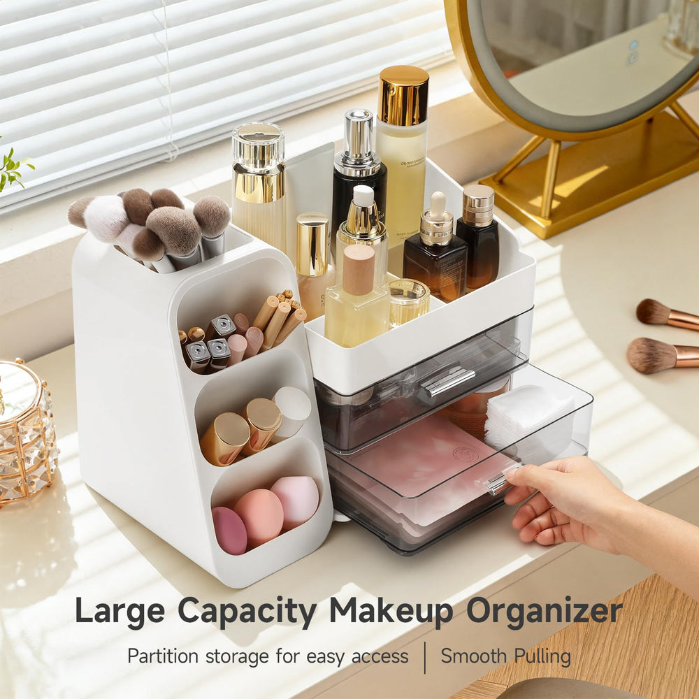 Delamu organizador maquillaje, soporte para brochas mantiene todo a mano.