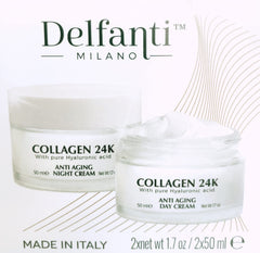 Delfanti-Milano Pack Duo Collagen 24K envase: solución antiedad para rostro y cuello.
