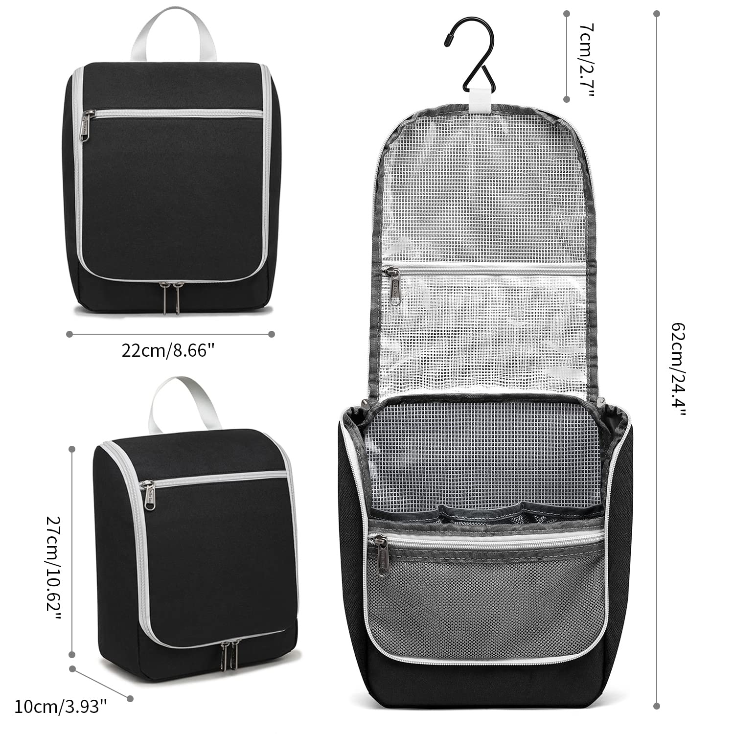 La bolsa Della Gao con gancho 360 grados cuelga fácilmente en cualquier espacio.