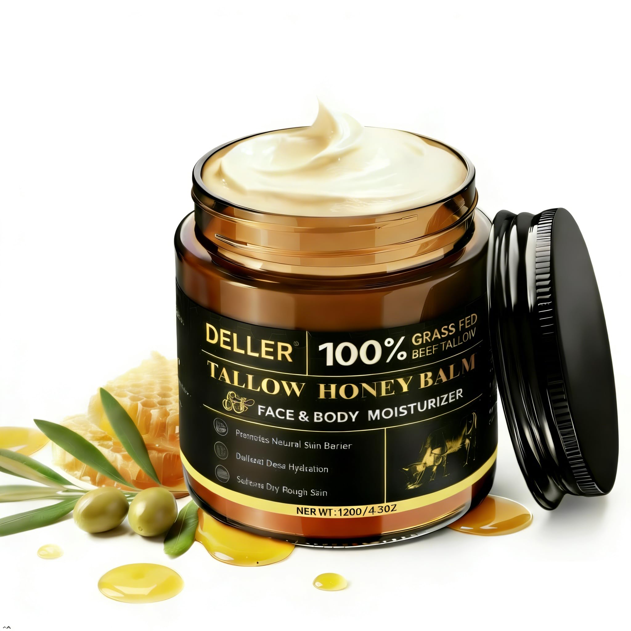 Deller sebo de res crema facial: textura ligera para hidratación diaria.