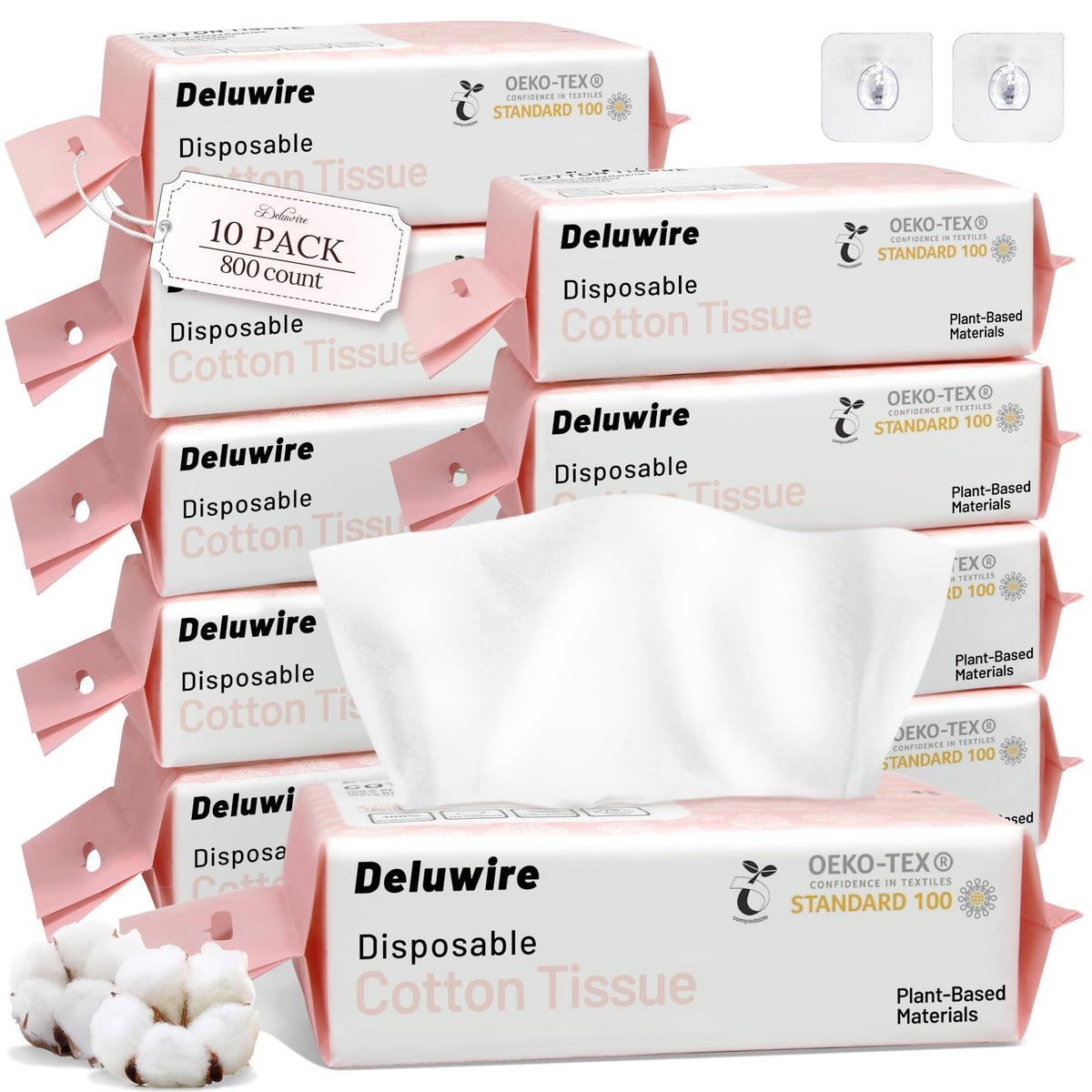 Deluwire: toallas faciales desechables 800 unidades, diseño pop-up práctico para uso diario.