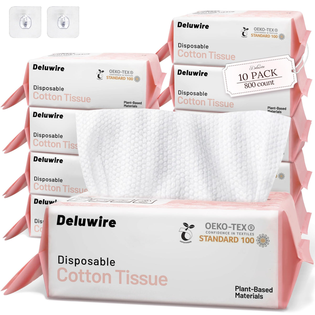 Deluwire toallitas secas suaves con 80 hojas para limpieza diaria.