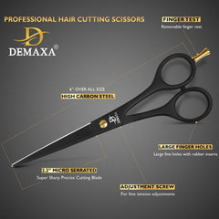 DEMAXA Tijeras peluquería ergonómicas con mango cómodo para uso prolongado.