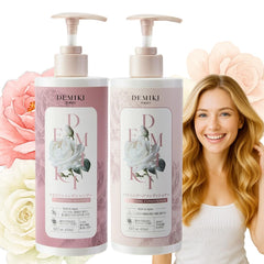 DEMIKI kit champú y acondicionador japonés, envase visible, ideal para cabello graso.