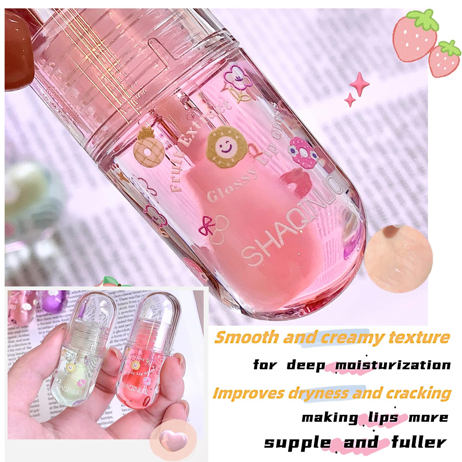 DENESTUP brillo labial fresa con aroma dulce e hidratación ligera