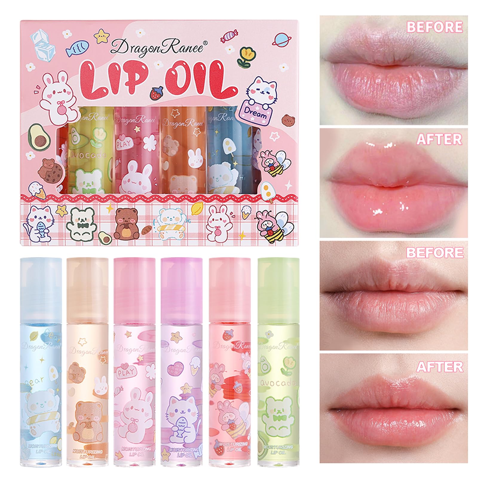 DENESTUP pack brillos labiales 6 piezas para colección.