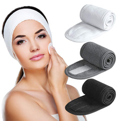 Denfany banda spa 3 piezas en negro, diadema elástica para lavado facial cómodo