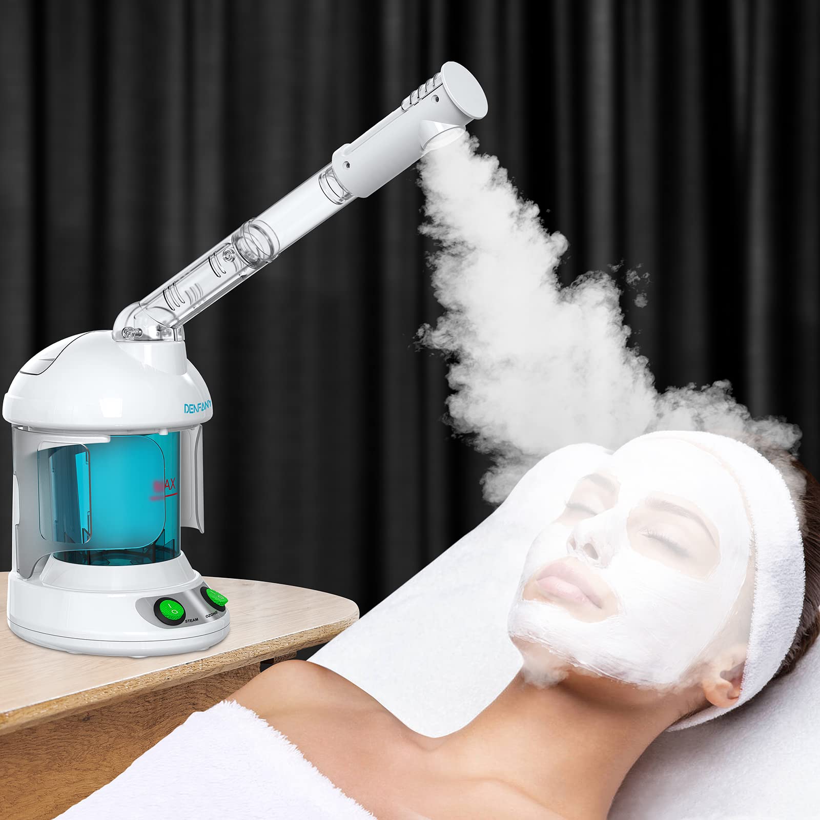 Denfany vaporizador facial nano ionizado con brazo extensible para spa en casa