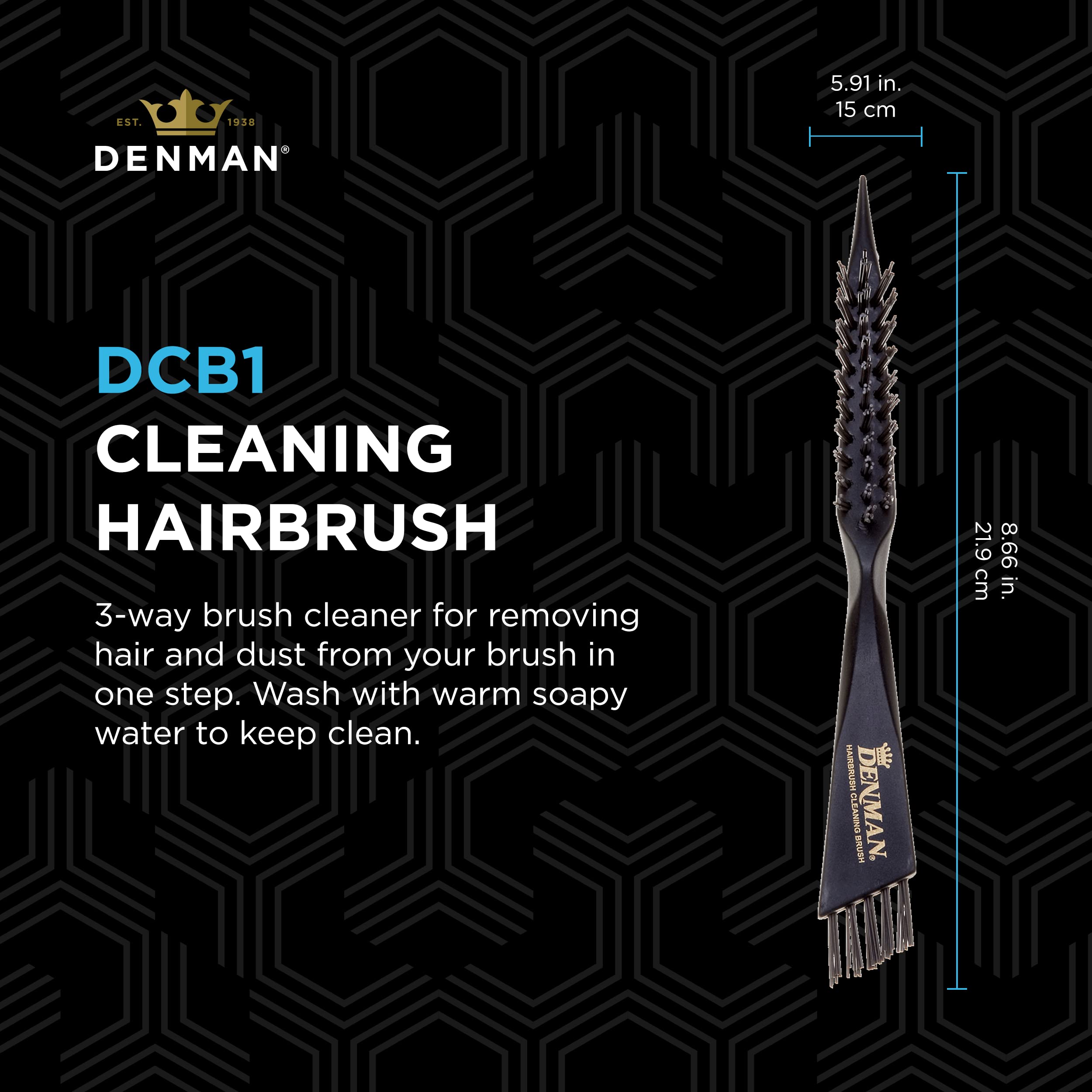 Denman cerdas rígidas del cepillo eliminan pelos atrapados con comodidad