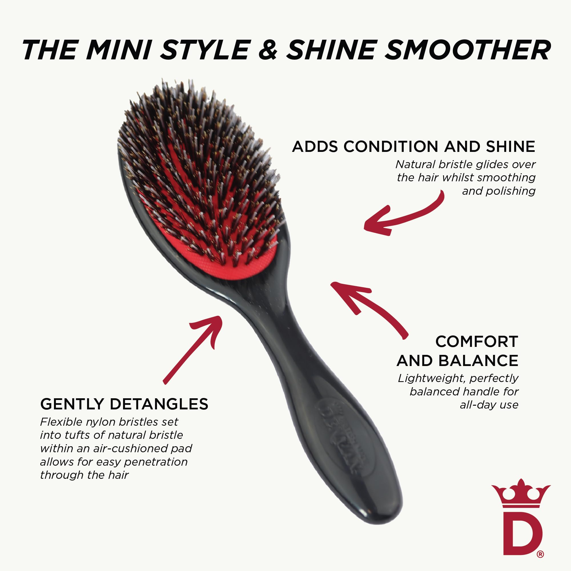 Brushing efficace grâce à la Denman Cushion Petit et son coussin