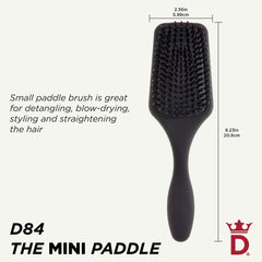 Denman mini cepillo pala acolchado dientes nylon, desenreda suavemente sin tirones.