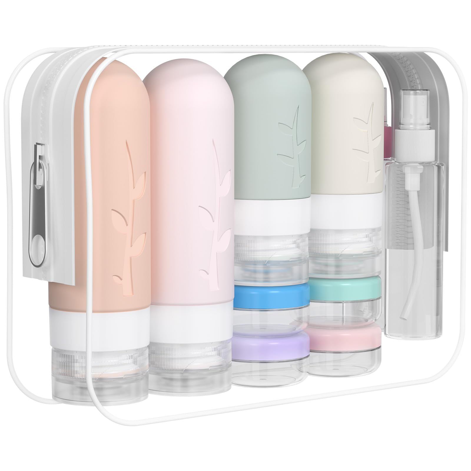 DEPOZA set-16-botellas-de-viaje para organizar cosméticos sin derrames.