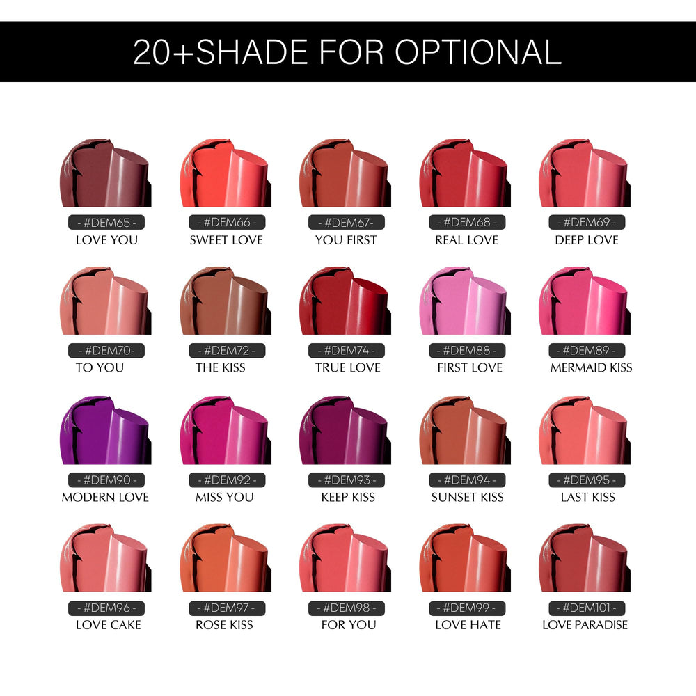 Depuplum brown lipstick on lips shows long-lasting color.