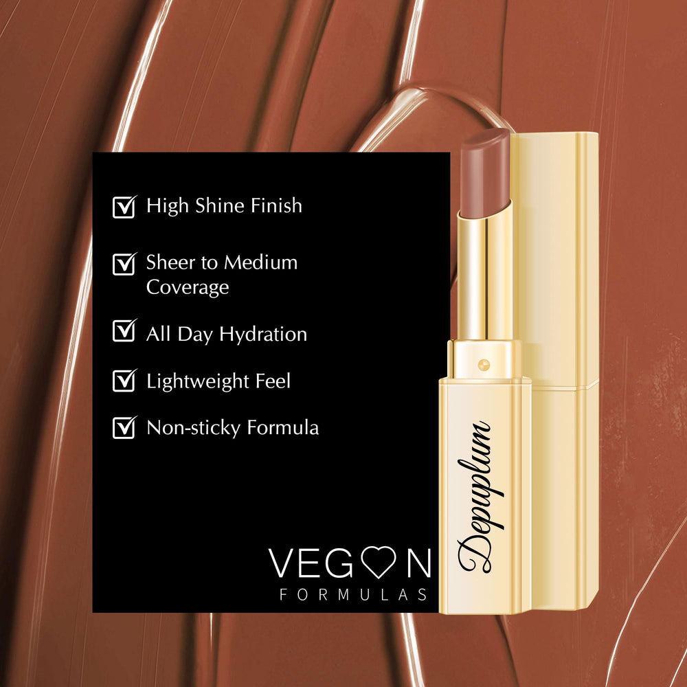 Depuplum lipstick texture glides smoothly with no stickiness.