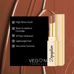 Depuplum lipstick texture glides smoothly with no stickiness.