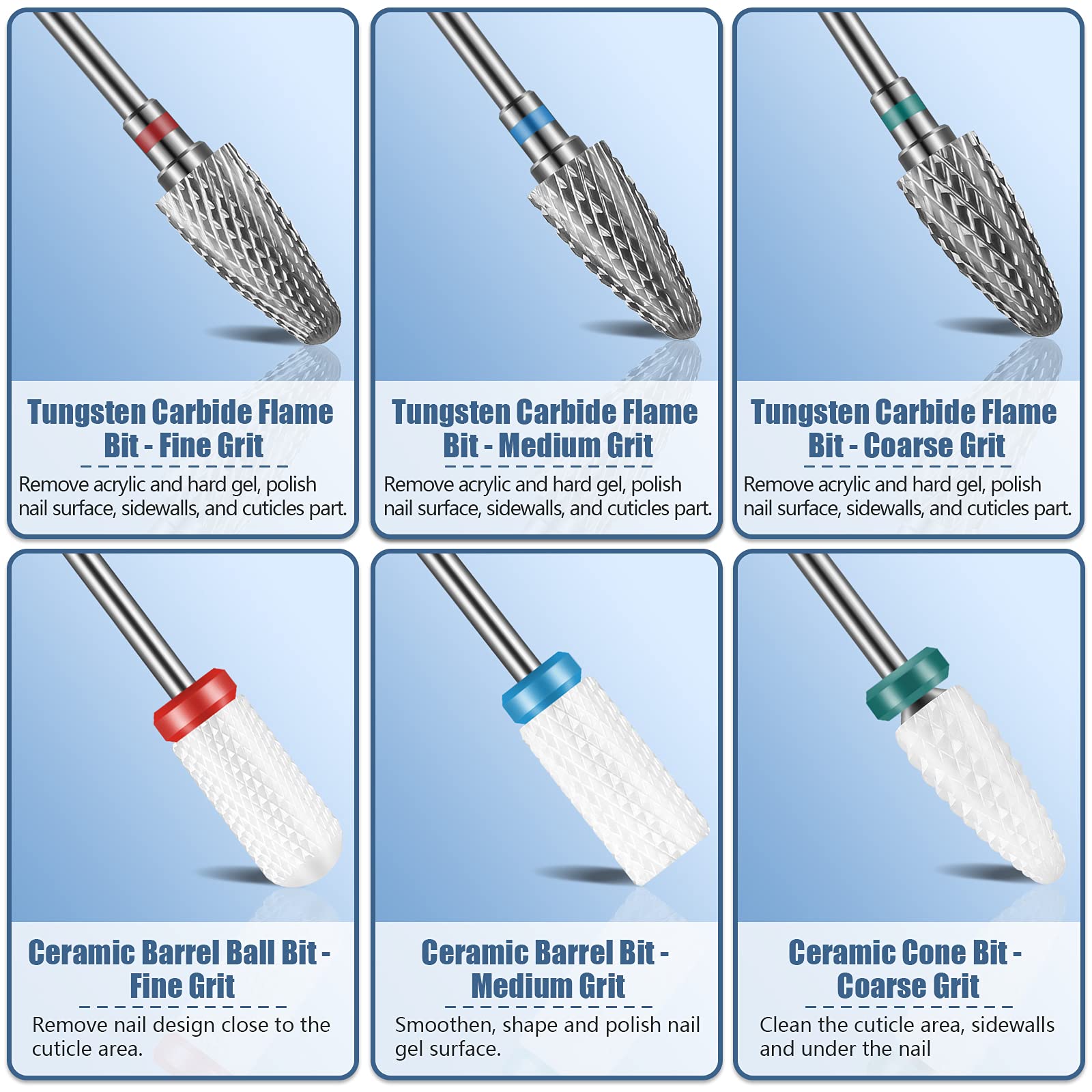 Depvko brocas cerámicas 3-32 pulgadas, acabado suave para uñas