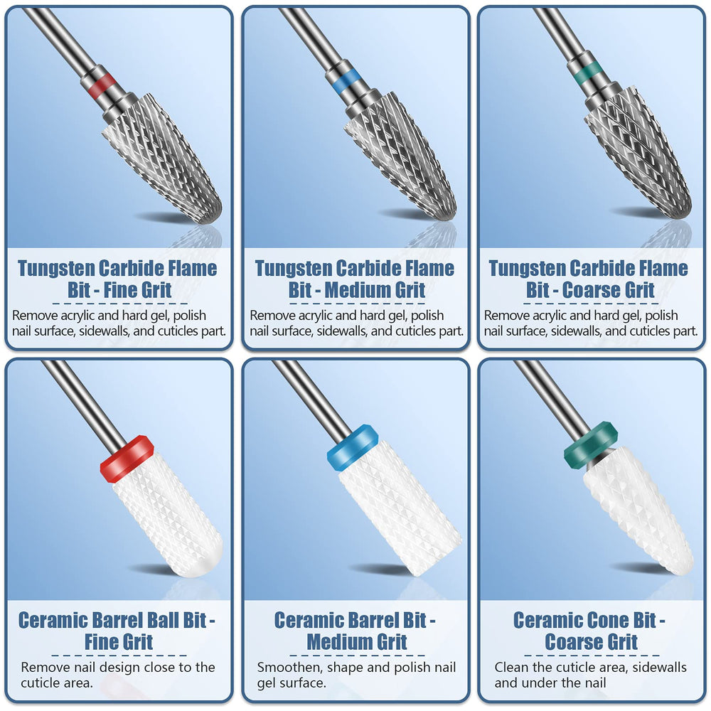 Depvko brocas cerámicas 3-32 pulgadas, acabado suave para uñas