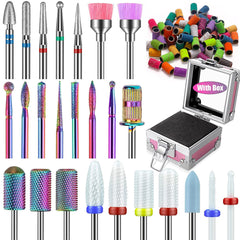 Depvko juego de brocas para uñas con cerámica, tungsteno y diamante; estuche rosado práctico.