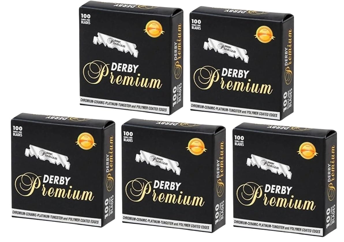 Derby Premium: hojas envueltas individualmente en papel encerado para conservar filo.
