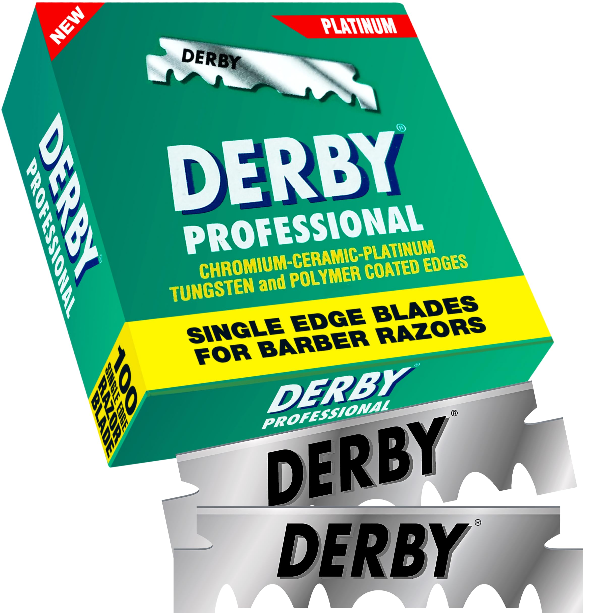 Hojas borde único Derby Profesional alineadas para recambio rápido.