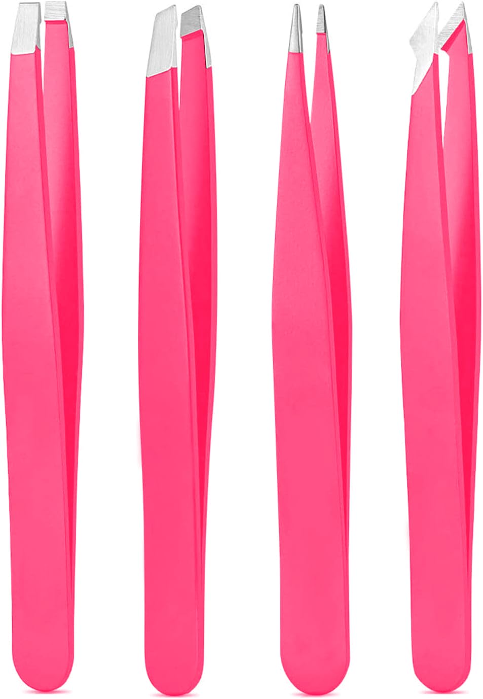 Pinzas Derlaier de alta precisión en acero inoxidable, rosa, conjunto de 4 piezas para depilación fina