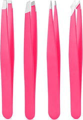 Pinzas Derlaier de alta precisión en acero inoxidable, rosa, conjunto de 4 piezas para depilación fina