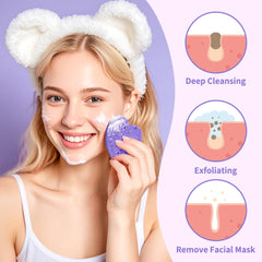 Esponjas Derloyo en forma de corazón moradas, exfoliación suave para piel sensible