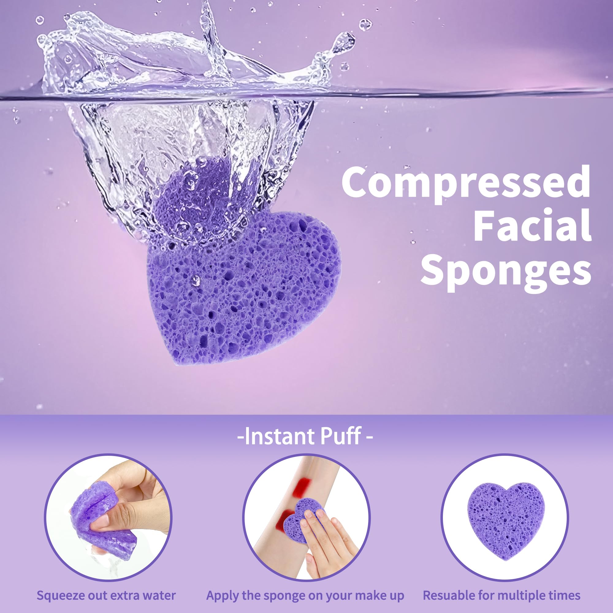Derloyo esponja facial de corazón morada, ideal para limpieza profunda de poros